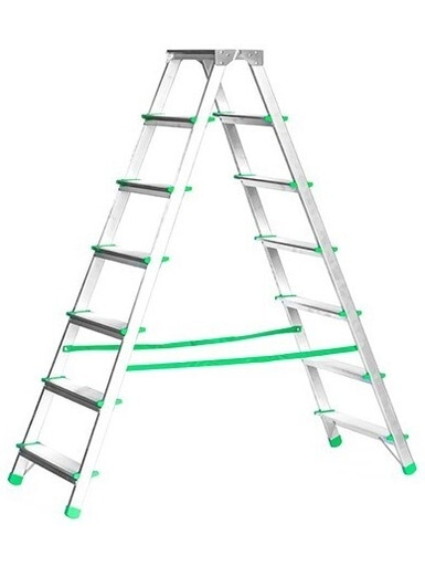 Kopėčios aliuminės, buitinės, dvipusės EUROSTYL | 7 pakopų 140-154cm, max 150kg