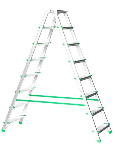 Kopėčios aliuminės, buitinės, dvipusės EUROSTYL | 8 pakopų 163-177cm, max 150kg Kopėčios aliuminės, buitinės, dvipusės EUROSTYL | 8 pakopų 163-177cm, max 150kg