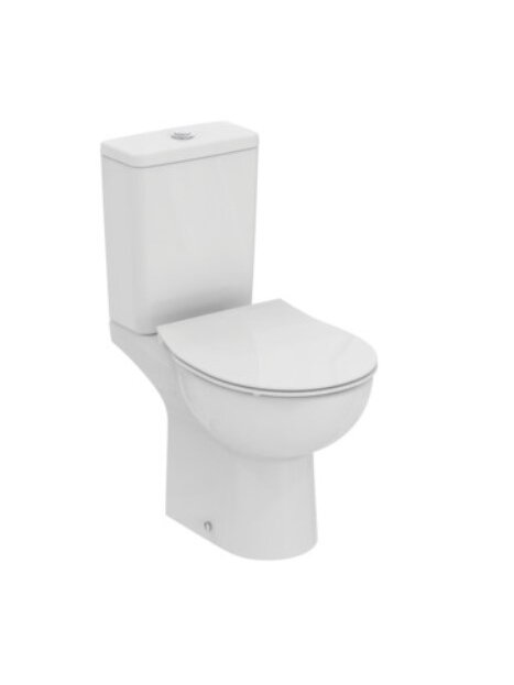 Komplektas: Ideal Standard Eurovit+ pastatomas unitazas su horizontaliu išbėgimu, RimlessLS+, bakelis apatinio pajungimo