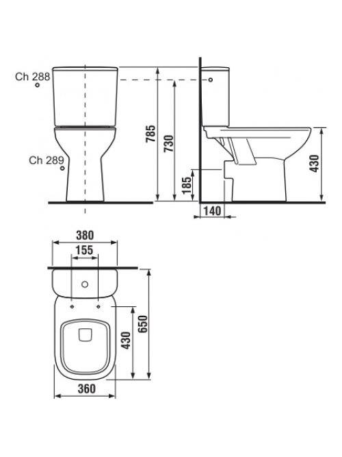Kombinuotas unitazas DEEP horizontaliu nuotaku, su bakeliu, 3/4,5 ltr. Sistema (OLI), vandens įvadas apačioje 1 Kombinuotas unitazas DEEP horizontaliu nuotaku, su bakeliu, 3/4,5 ltr. Sistema (OLI), vandens įvadas apačioje 1