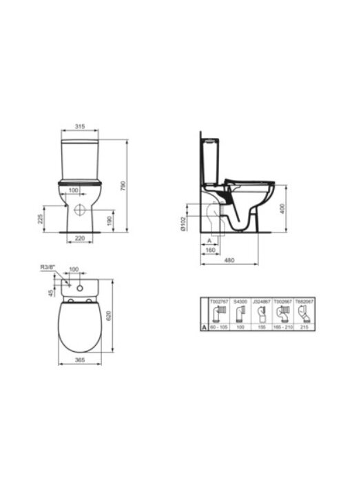 Komplektas: Ideal Standard Eurovit+ pastatomas unitazas su horizontaliu išbėgimu, RimlessLS+, bakelis apatinio pajungimo 3 Komplektas: Ideal Standard Eurovit+ pastatomas unitazas su horizontaliu išbėgimu, RimlessLS+, bakelis apatinio pajungimo 3
