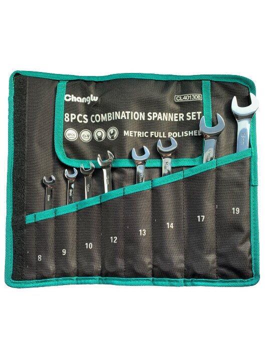 ⬡ Kombinuotų raktų rinkinys 8 vnt. (8-19 mm) (CL401308, CHANGLU TOOLS)