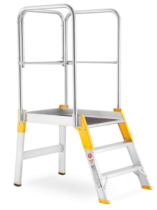 Kopėčios aliuminės, su darbine aikštele: 56x77cm FORTE | 3 pakopų 62-165cm su porankiais Kopėčios aliuminės, su darbine aikštele: 56x77cm FORTE | 3 pakopų 62-165cm su porankiais