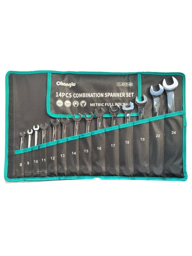 ⬡ Kombinuotų raktų rinkinys 14 vnt. (8-24 mm) (CL401314B, CHANGLU TOOLS) ⬡ Kombinuotų raktų rinkinys 14 vnt. (8-24 mm) (CL401314B, CHANGLU TOOLS)