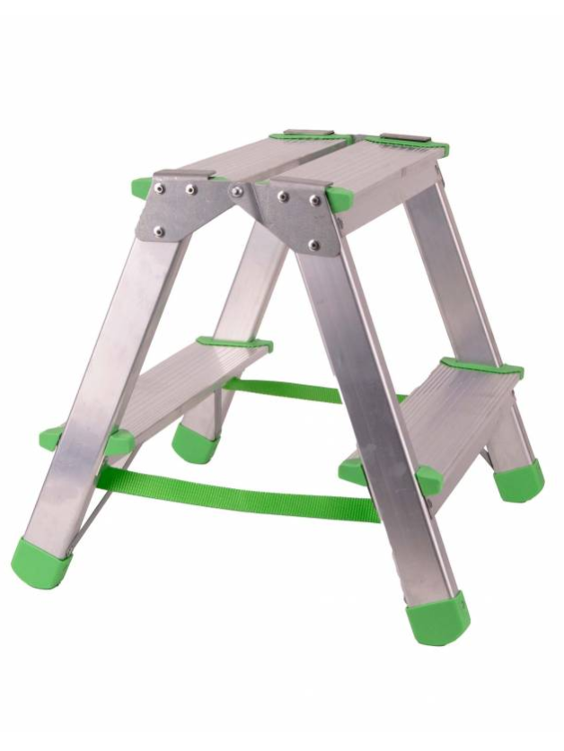 Kopėčios aliuminės, buitinės, dvipusės EUROSTYL | 2 pakopų 38-39cm, max 150kg