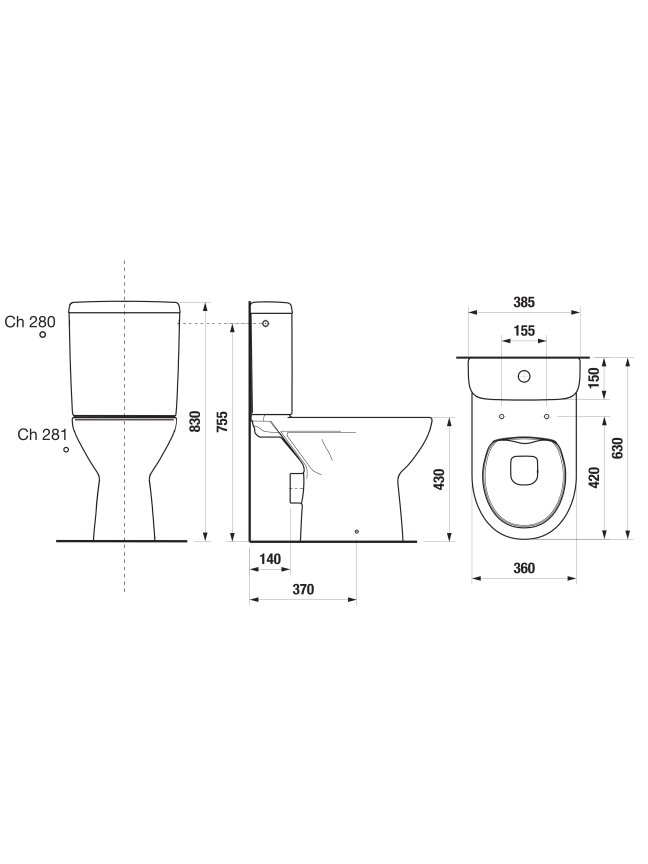 Kombinuotas unitazas LYRAplus RIMLESS horizontaliu nuotaku, Dual Flush 4,5/3ltr., vandens įvadas apačioje 2