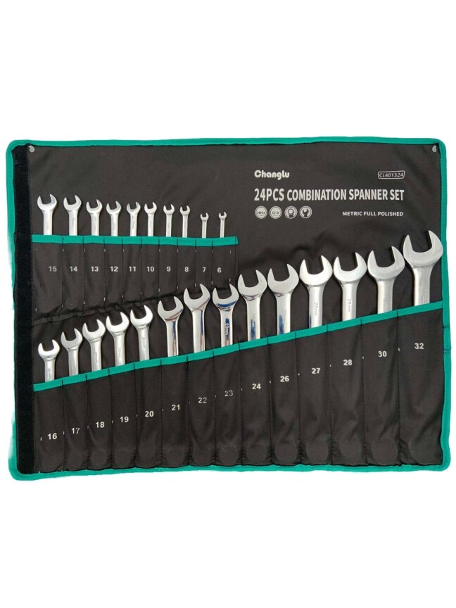 ⬡ Kombinuotų raktų rinkinys 24 vnt. (6-32 mm) (CL401324, CHANGLU TOOLS) ⬡ Kombinuotų raktų rinkinys 24 vnt. (6-32 mm) (CL401324, CHANGLU TOOLS)