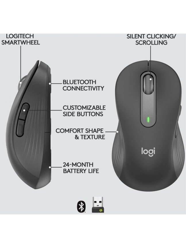 Kompiuterio pelė Logitech Singature M650 L Left, pilka