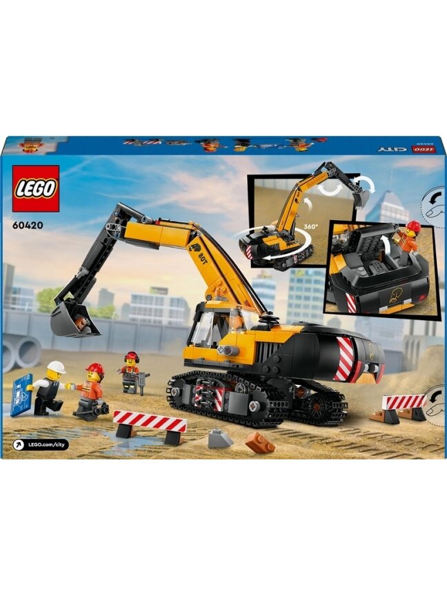 Konstruktor LEGO City Geltonas statybų ekskavatorius 60420 1