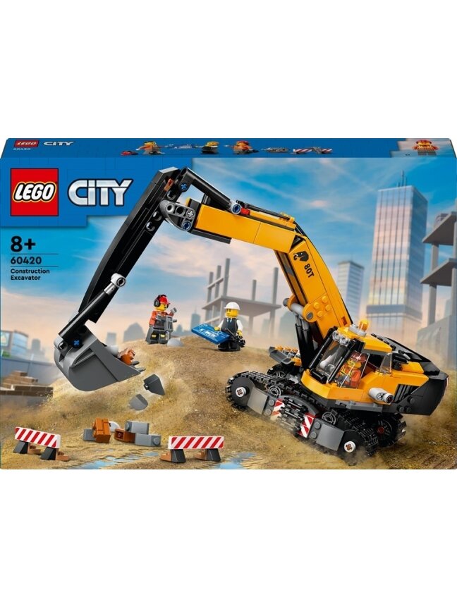 Konstruktor LEGO City Geltonas statybų ekskavatorius 60420