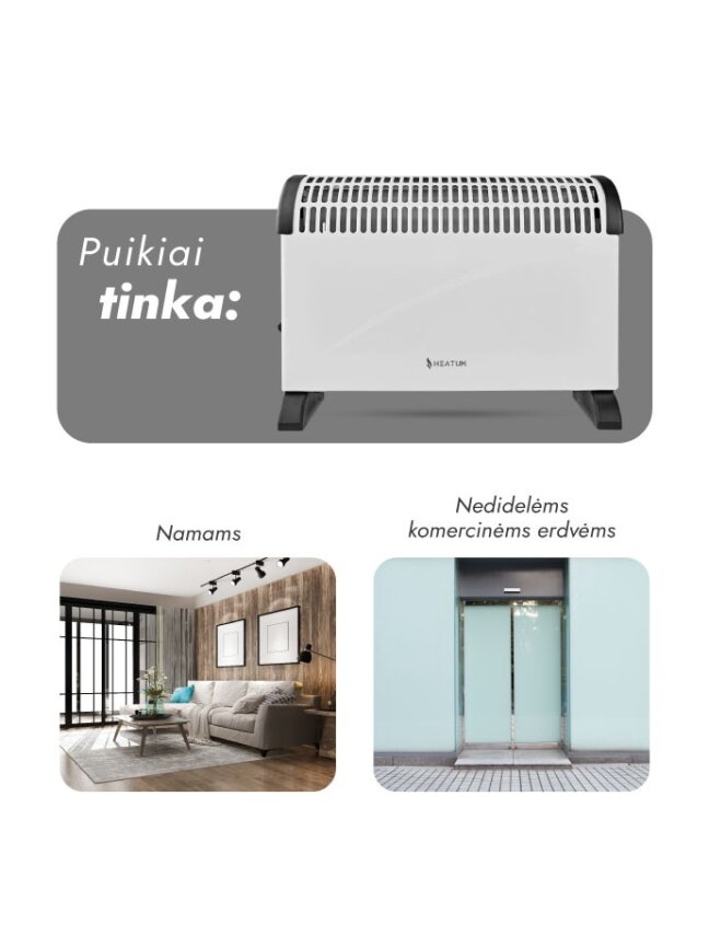 Konvekcinis šildytuvas (elektrinis radiatorius) Heatum THERMA H2000 Baltas 2