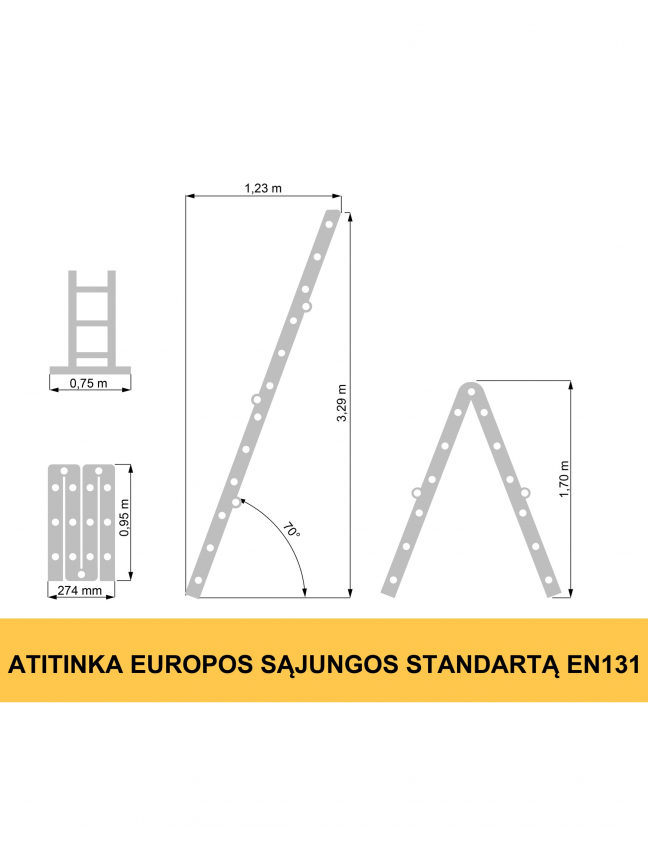 Kopėčios 4 dalių universalios Forte Tools 4410, 429 cm, 329 cm 1