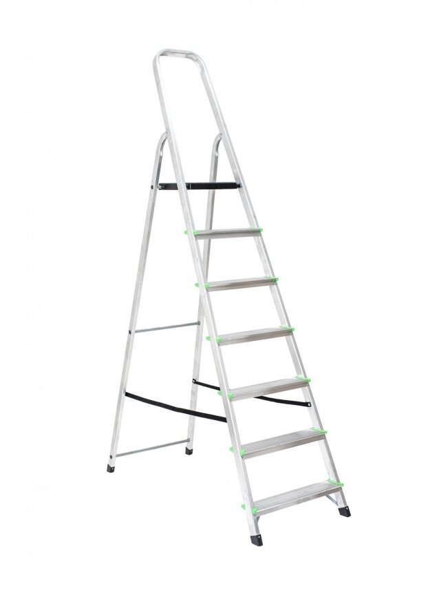 Kopėčios aliuminės, buitinės 120kg EUROSTYL | 7 pakopų 140-217cm, max 120 kg Kopėčios aliuminės, buitinės 120kg EUROSTYL | 7 pakopų 140-217cm, max 120 kg