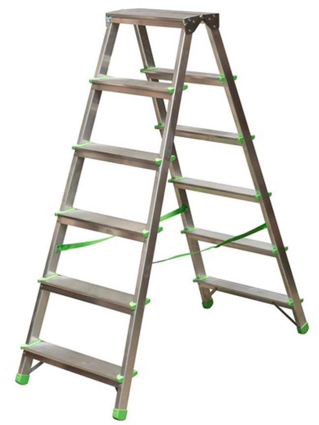 Kopėčios aliuminės, buitinės, dvipusės EUROSTYL | 6 pakopų 121-131cm, max 150kg