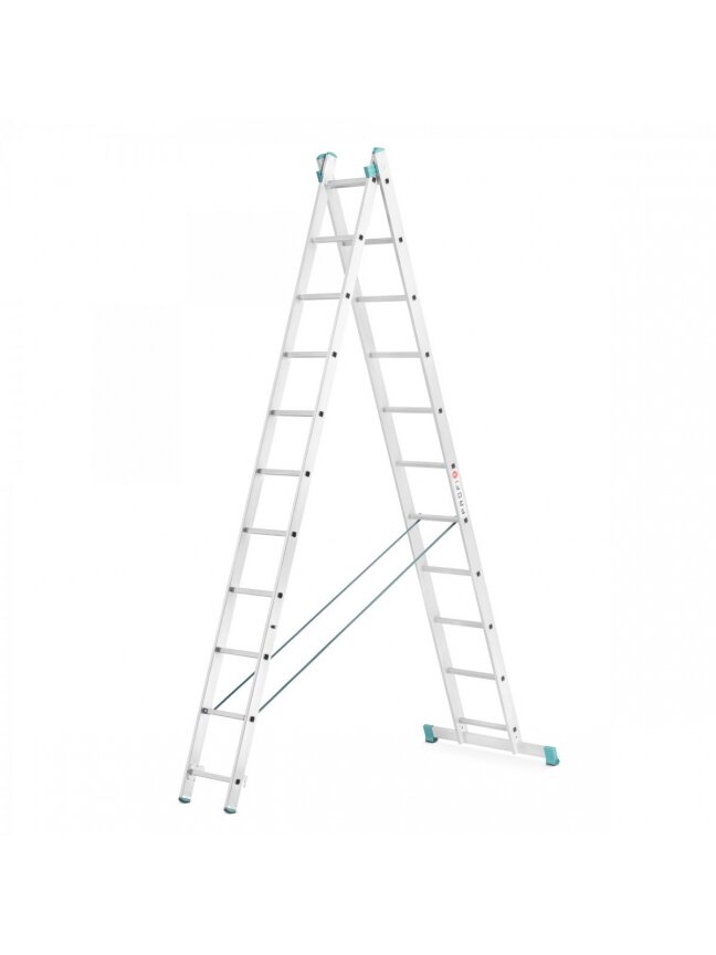 Kopėčios aliuminės, universalios, dvipusės, ištraukiamos, 2 dalių EUROSTYL | 2x11 pakopų 315-513cm