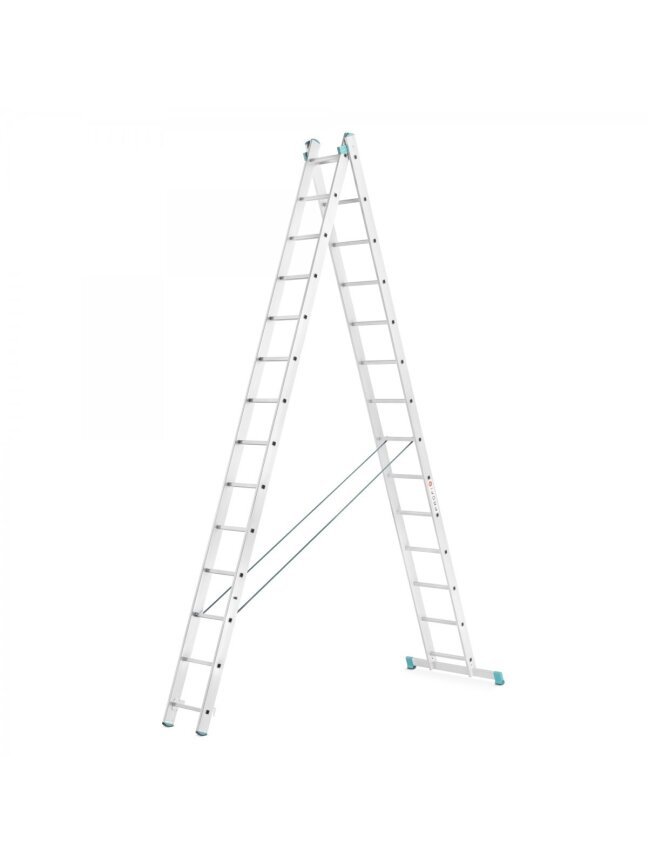 Kopėčios aliuminės, universalios, dvipusės, ištraukiamos, 2 dalių EUROSTYL | 2x14 pakopų 400-683cm Kopėčios aliuminės, universalios, dvipusės, ištraukiamos, 2 dalių EUROSTYL | 2x14 pakopų 400-683cm