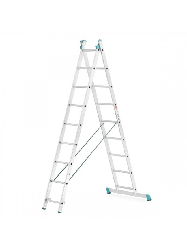 Kopėčios aliuminės, universalios, dvipusės, ištraukiamos, 2 dalių EUROSTYL | 2x9 pakopų 258-427cm Kopėčios aliuminės, universalios, dvipusės, ištraukiamos, 2 dalių EUROSTYL | 2x9 pakopų 258-427cm