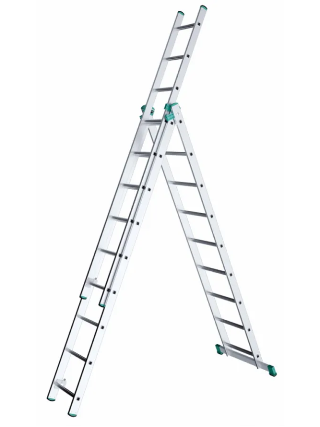 Kopėčios aliuminės, universalios, dvipusės, ištraukiamos, 3 dalių EUROSTYL | 3x10 pakopų 286-625cm