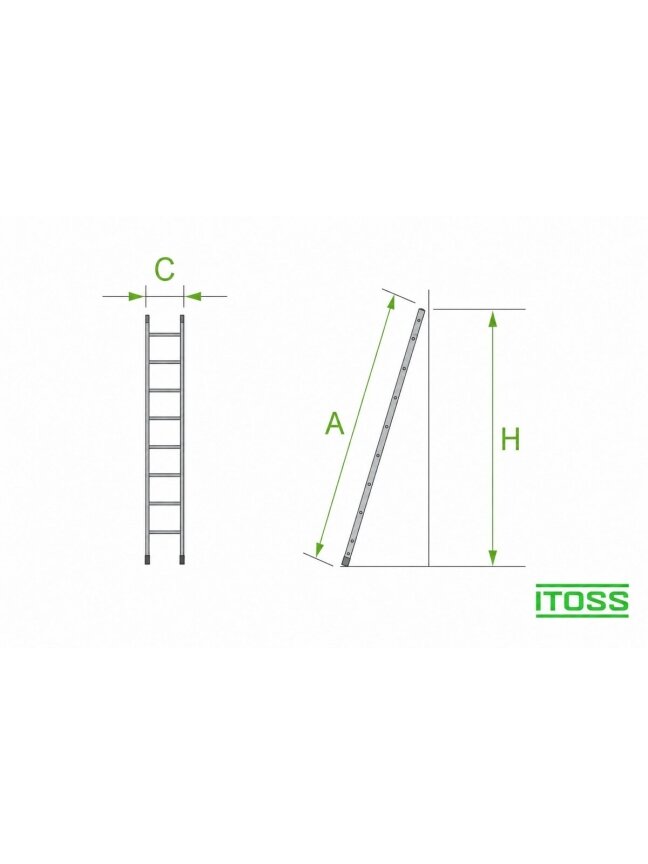 Kopėčios viengubos aliuminės atraminės (serija 61XX) HOBBY | 1×8 pakopų 220 cm 1