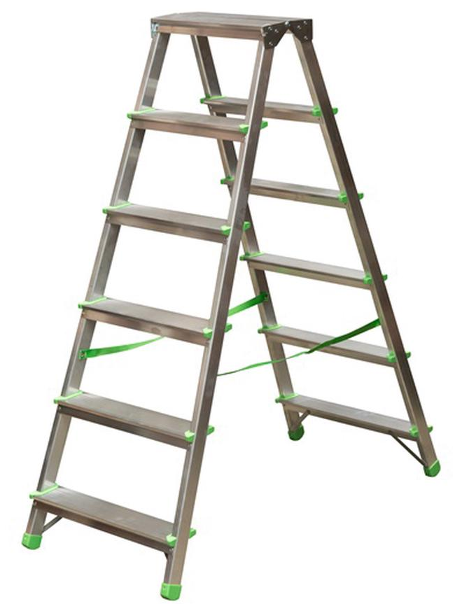 Kopėčios aliuminės, buitinės, dvipusės EUROSTYL | 6 pakopų 121-131cm, max 150kg