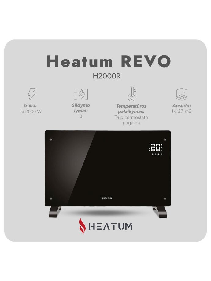 Konvekcinis šildytuvas (elektrinis radiatorius) Heatum REVO H2000R Juodas 2 Konvekcinis šildytuvas (elektrinis radiatorius) Heatum REVO H2000R Juodas 2