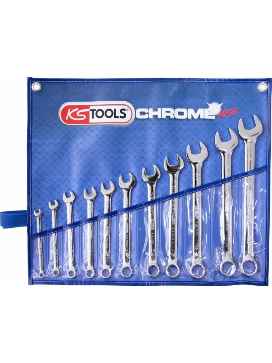 Kombinuotų colinių raktų komplektas 1/4''-7/8'', KS Tools