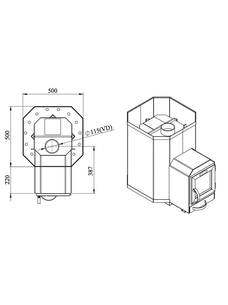 Krosnelė saunai STOVEMAN 16-LS, 17 kW 2