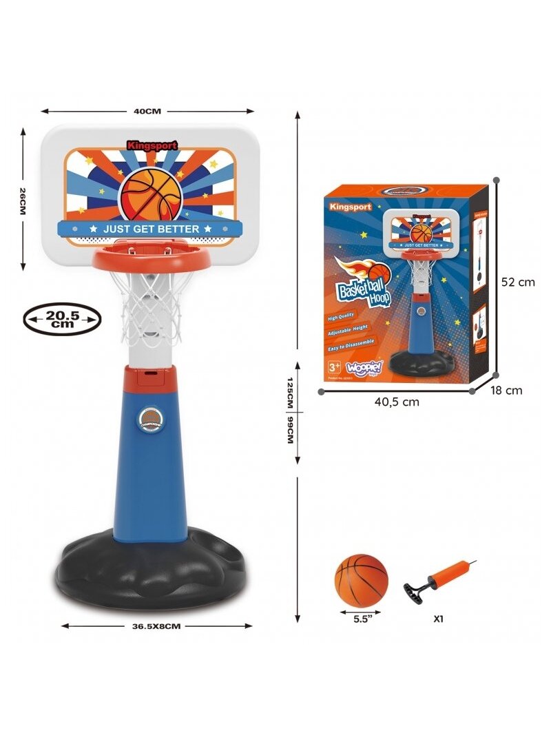 Krepšinio Rinkinys WOOPIE Reguliuojamas 99 - 125 cm + Kamuolys + Pompa 6