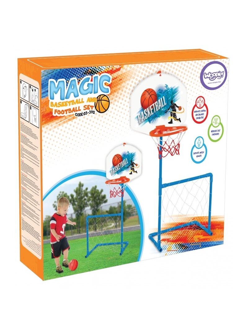Krepšinio Tinklo ir Futbolo Vartų Rinkinys + Kamuolys WOOPIE 2-in-1 3