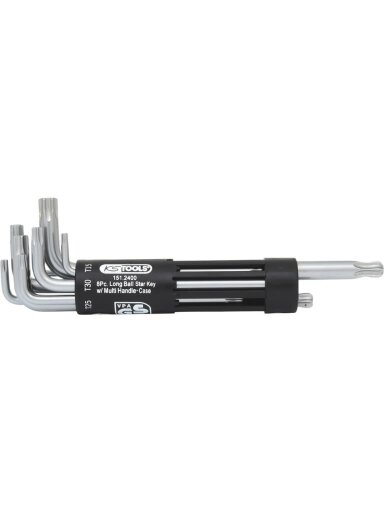 L-raktų komplektas TORX 8 vnt, TB10-TB50, ilgi, užapvalintas, KS Tools