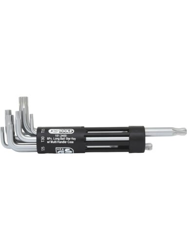 L-raktų komplektas TORX 8 vnt, TB10-TB50, ilgi, užapvalintas, KS Tools