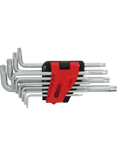 L- raktų komplektas TORX ,T8-T50, 10vnt, ilgi, KS Tools