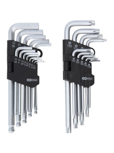 L-raktų šešiakampių ir Torx komplektas, 22 vnt., KS Tools