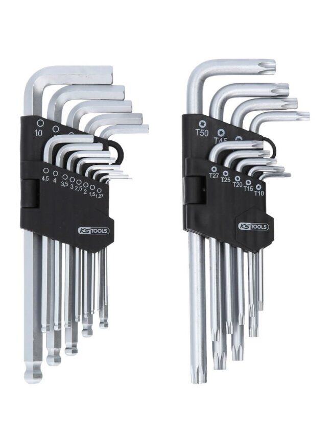 L-raktų šešiakampių ir Torx komplektas, 22 vnt., KS Tools 1 L-raktų šešiakampių ir Torx komplektas, 22 vnt., KS Tools 1