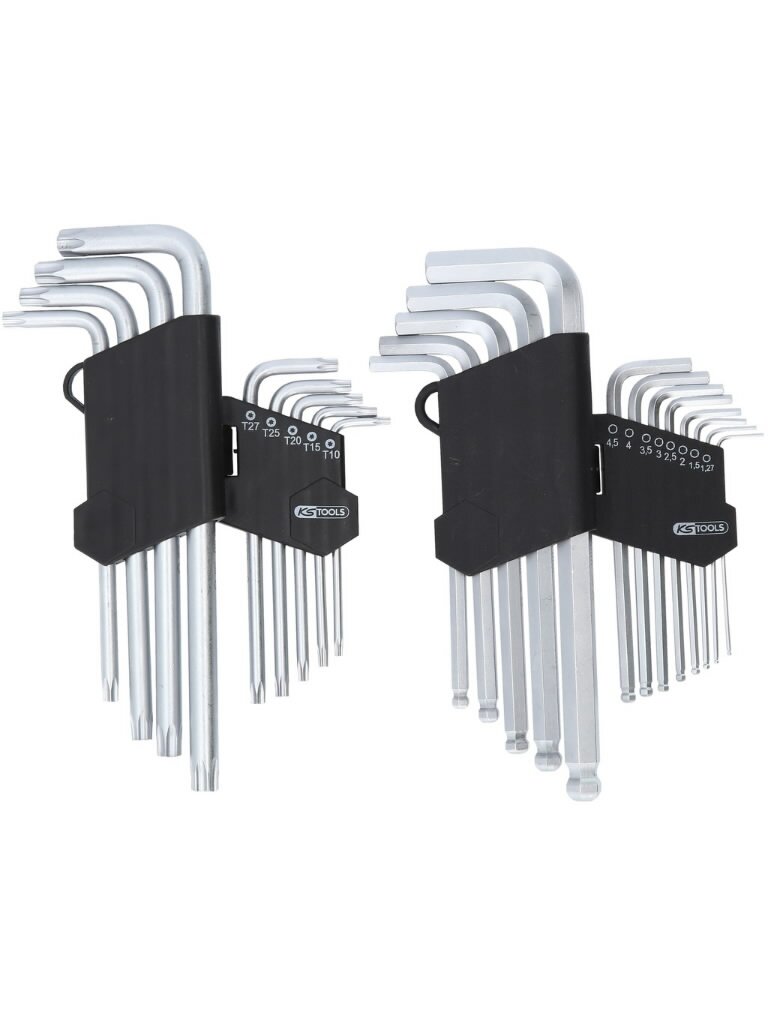 L-raktų šešiakampių ir Torx komplektas, 22 vnt., KS Tools 2 L-raktų šešiakampių ir Torx komplektas, 22 vnt., KS Tools 2