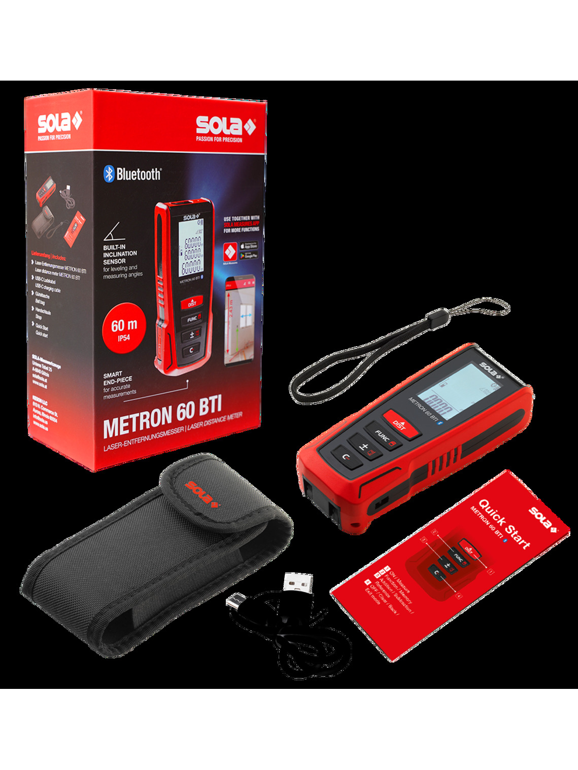Lazeris atstumui matuoti METRON 60 m ±1,5 mm su Bluetooth ir posvyrio jutikliu SOLA (Metron60BTI) 1 Lazeris atstumui matuoti METRON 60 m ±1,5 mm su Bluetooth ir posvyrio jutikliu SOLA (Metron60BTI) 1