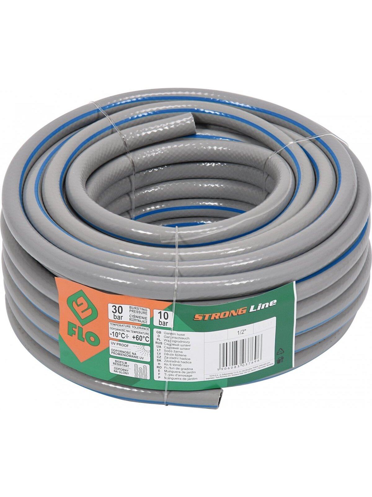 Laistymo žarna pilka STRONG Line, neužsilenkianti (-10 iki+60°C) Flo | d-1/2" 50m Laistymo žarna pilka STRONG Line, neužsilenkianti (-10 iki+60°C) Flo | d-1/2" 50m