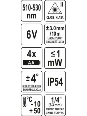 Lazeris nivelyras kryžminis (žalias spindulys) Yato 6