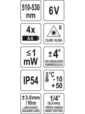 Lazeris nivelyras 5 linijos (žalias spindulys) Yato 5 Lazeris nivelyras 5 linijos (žalias spindulys) Yato 5
