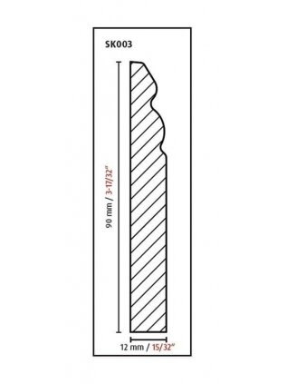 Lanksti dažomoji grindjuostė SK003 713460, 2400 x 90 x 12 mm 1
