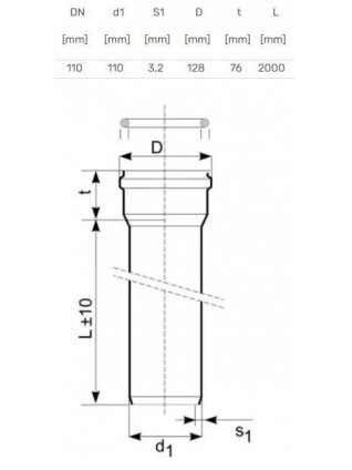 Lauko kanalizacijos vamzdis Magnaplast, Ø 110 mm, SN8, 2 m 2 Lauko kanalizacijos vamzdis Magnaplast, Ø 110 mm, SN8, 2 m 2