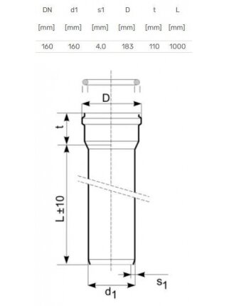 Lauko kanalizacijos vamzdis Magnaplast, Ø 160 mm, SN4, 1 m 1 Lauko kanalizacijos vamzdis Magnaplast, Ø 160 mm, SN4, 1 m 1