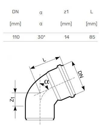 Lauko kanalizacijos alkūnė Magnaplast, Ø 110 mm x 30° 2 Lauko kanalizacijos alkūnė Magnaplast, Ø 110 mm x 30° 2