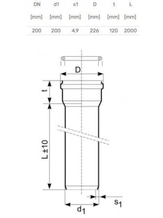 Lauko kanalizacijos vamzdis Magnaplast, Ø 200 mm, SN4, 2 m 1 Lauko kanalizacijos vamzdis Magnaplast, Ø 200 mm, SN4, 2 m 1