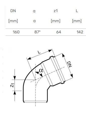 Lauko kanalizacijos alkūnė Magnaplast, Ø 160 mm, 87° 2 Lauko kanalizacijos alkūnė Magnaplast, Ø 160 mm, 87° 2