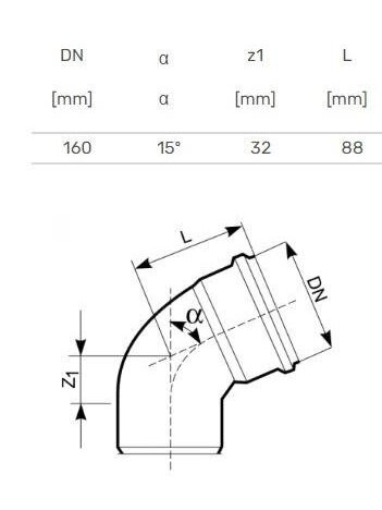 Lauko kanalizacijos alkūnė Magnaplast Ø 160 mm, 15° 2 Lauko kanalizacijos alkūnė Magnaplast Ø 160 mm, 15° 2