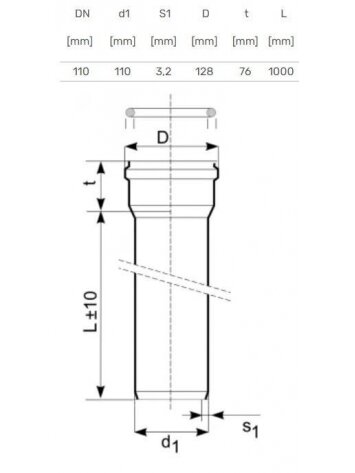 Lauko kanalizacijos vamzdis Magnaplast, Ø 110 mm, SN8, 1 m 2 Lauko kanalizacijos vamzdis Magnaplast, Ø 110 mm, SN8, 1 m 2
