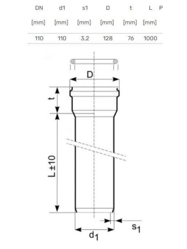 Lauko kanalizacijos vamzdis Magnaplast, Ø 110 mm, SN4, 1 m 1 Lauko kanalizacijos vamzdis Magnaplast, Ø 110 mm, SN4, 1 m 1