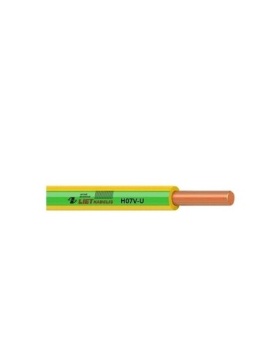 Laidas PV-1/H07V-U, 1 x 1,5 mm², geltonas/žalias, 100m
