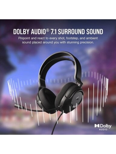Laidinės žaidimų ausinės Corsair HS35 SURROUND v2, juodos